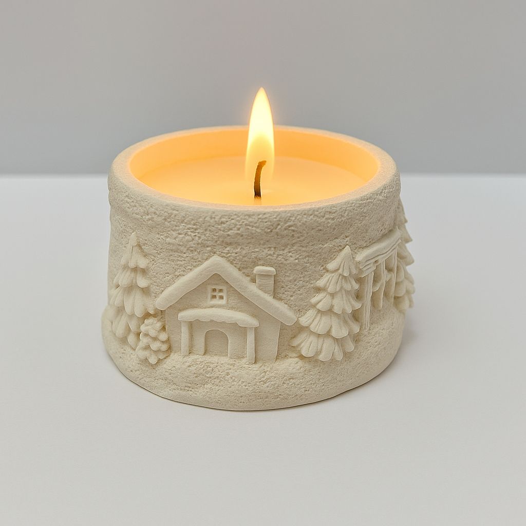 🕯️ Winterhaus Duftkerze aus Keramik – Handgemacht in der Schweiz