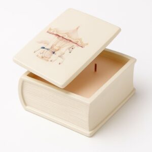 Duftkerze Karusselltraum-Handgemachte Bio-Kokosduftkerze in Buchform – Mit Deckel