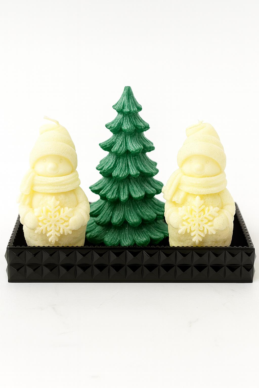 Weihnachtsset mit Tanne und Schneefrau