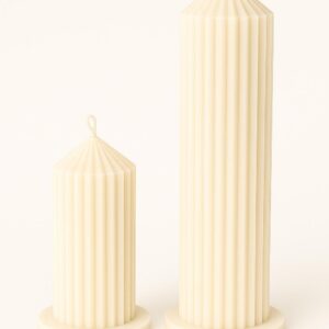 2-er Set Kerzen mit Halter-cream- Eleganz Duo