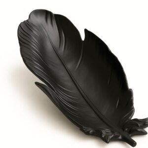 Dekorative Federschale aus Epoxidharz – Schwarz, 24 cm, Elegantes Schmucktablett