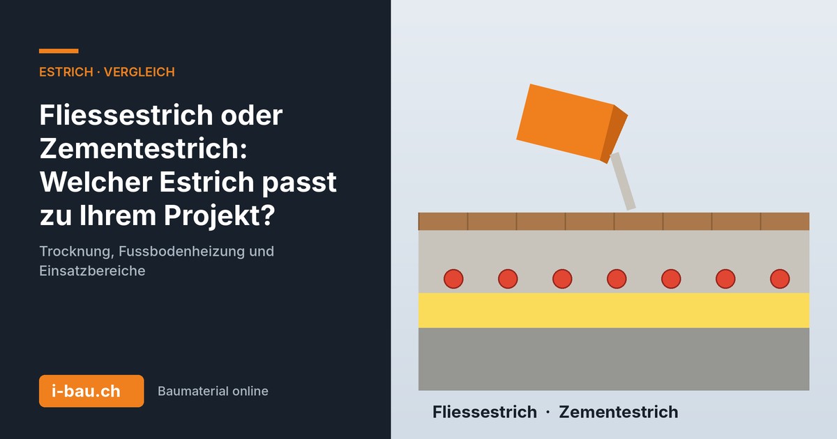 Fliessestrich oder Zementestrich: Bodenaufbau mit Estrich, Fussbodenheizung und Dämmung