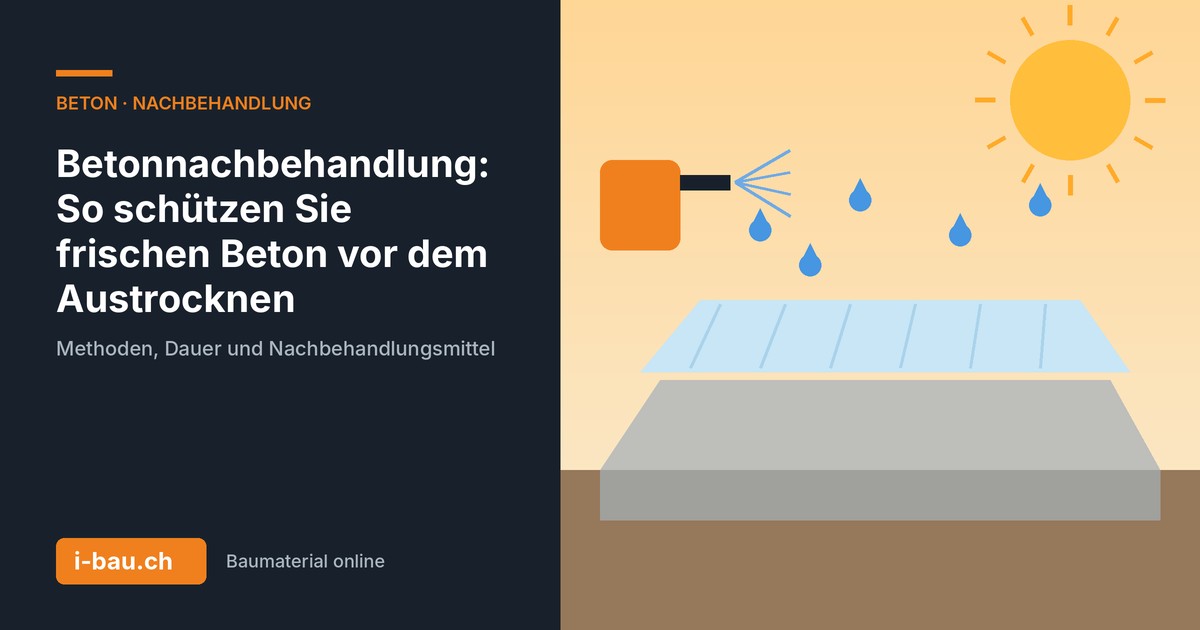 Betonnachbehandlung: frische Betonplatte mit Abdeckfolie und Befeuchtung gegen Austrocknen