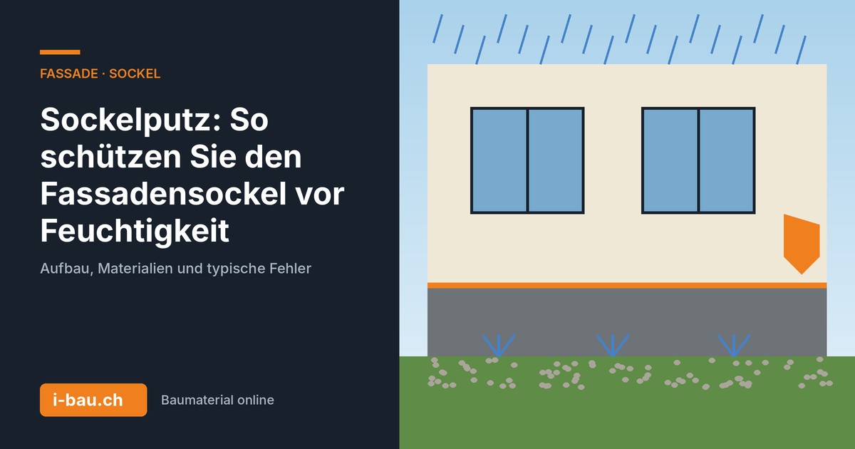Sockelputz: Hausfassade mit geschütztem Sockelbereich gegen Spritzwasser und Feuchtigkeit
