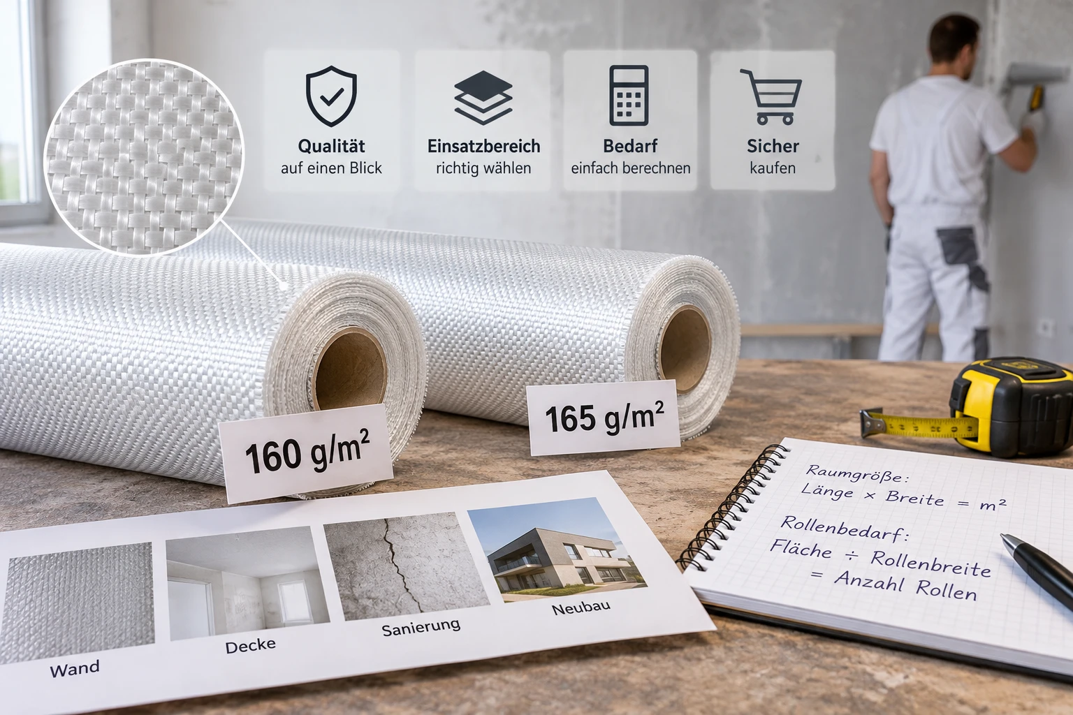 Glasfasergewebe kaufen: Armierungsgewebe 160 oder 165 g/m² für Fassade und WDVS